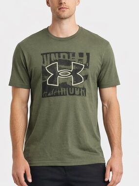 Under Armour HeatGear Graphic Logo T Shirt Olive Green Men’s Medium